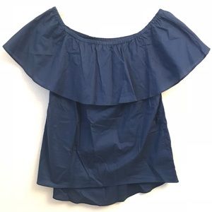[SOLD] Michael Kors Navy Blue Off-The-Shoulder Top